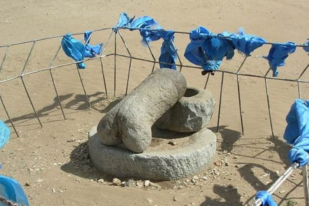 Kharkarin Rock near the Erdene Zuu Monastery in Mongolia. Archaeologists believe that large phallus-shaped sculptures like this played an important role in ancient rituals, while smaller pieces may have been used as dildos. Credit: Handout