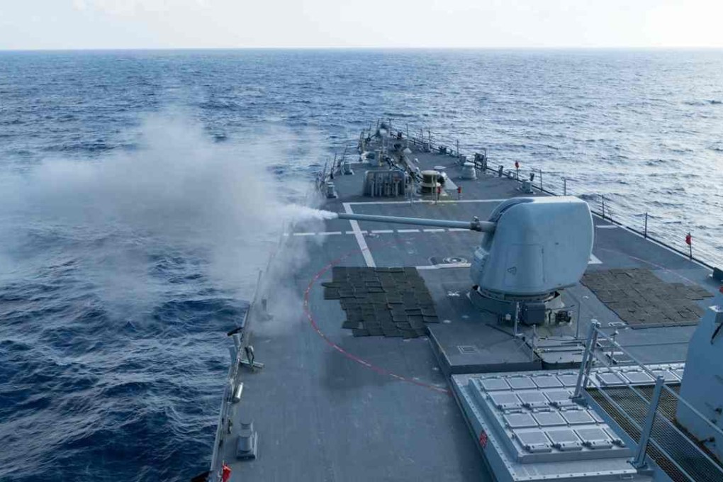 The US Navy’s USS Curtis Wilbur guided missile destroyer fired its .54 calibre gun in an exercise in the South China Sea in mid-January, according to the Navy. Photo: AFP / US Navy / Jonathan Peterson