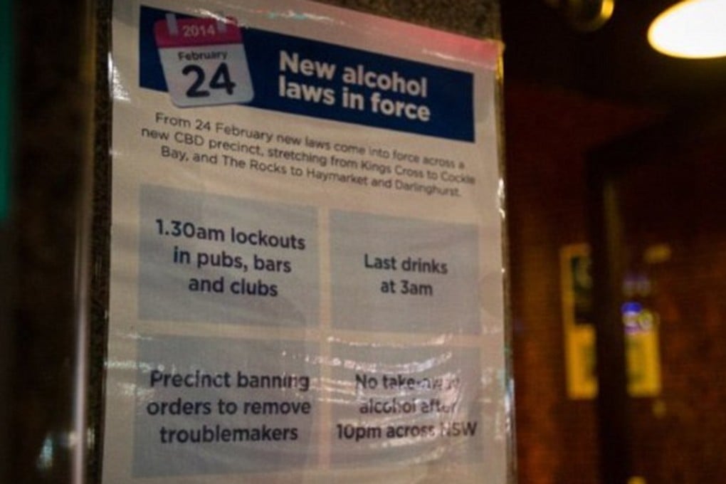 A government notice on the lockout laws. Photo: Matt Barrie