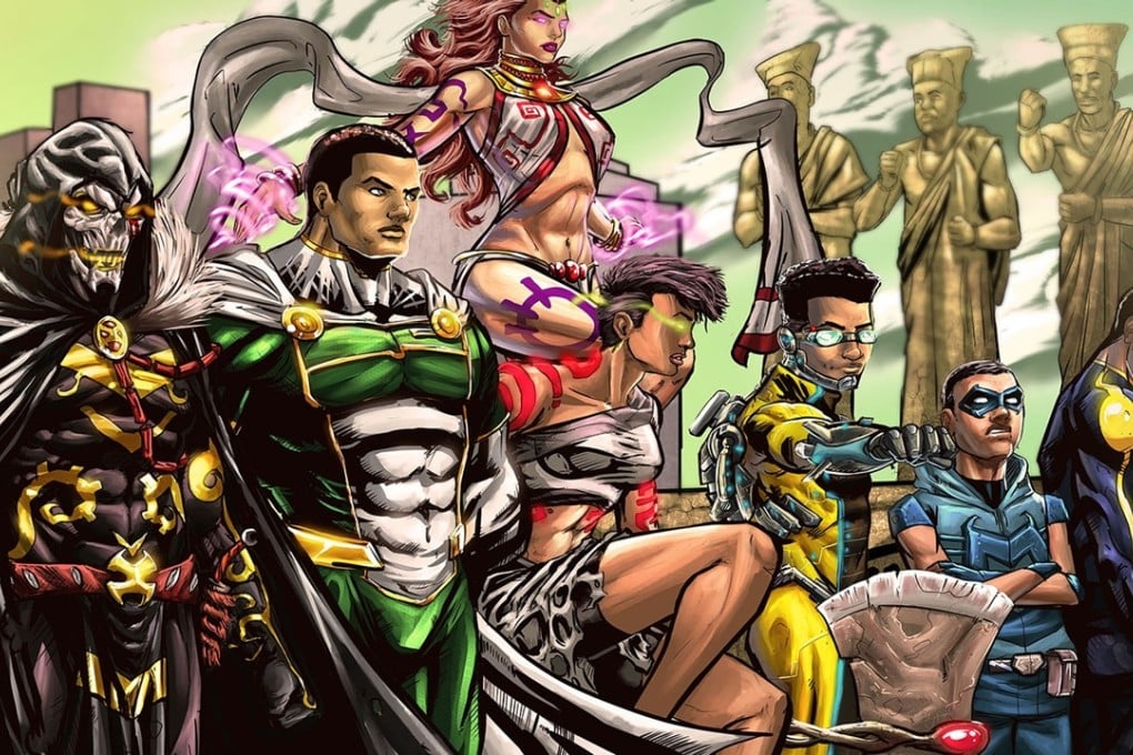 Guardian Prime (second from left) and other characters of the Comic Republic African Avengers comic series set in Nigeria.