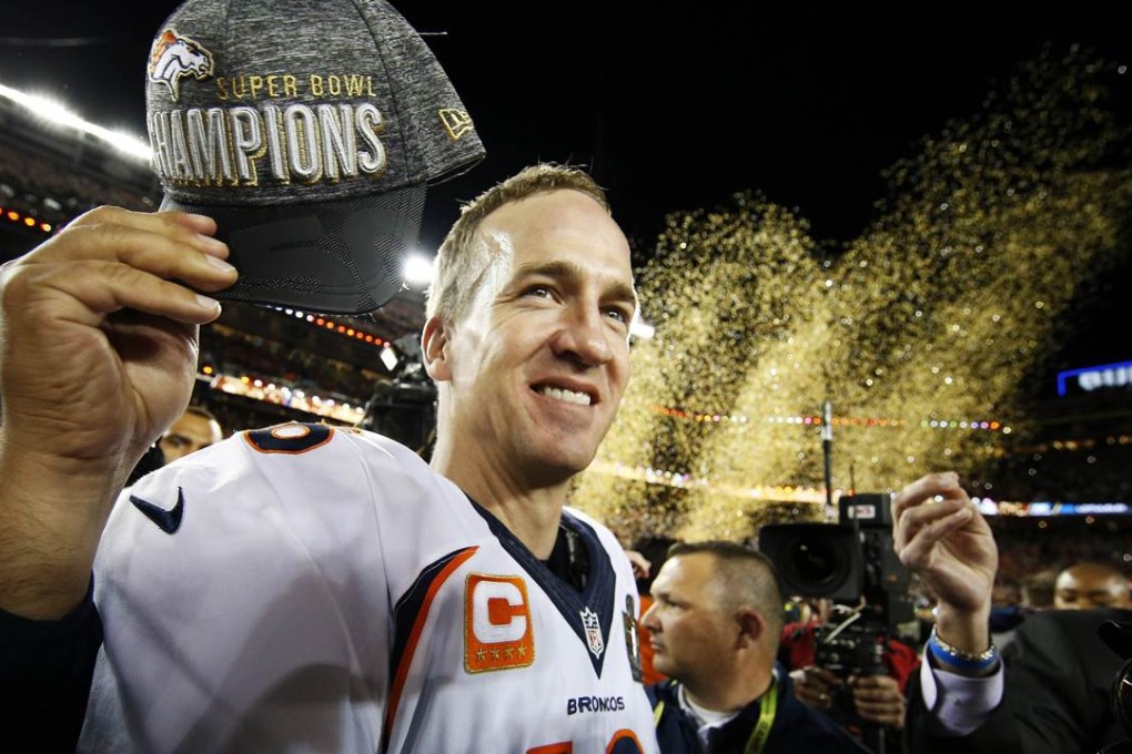 Denver’s Peyton Manning celebrates after defeating the Carolina Panthers 24-10 in Super Bowl 50 at Levi's Stadium. Photo: AFP