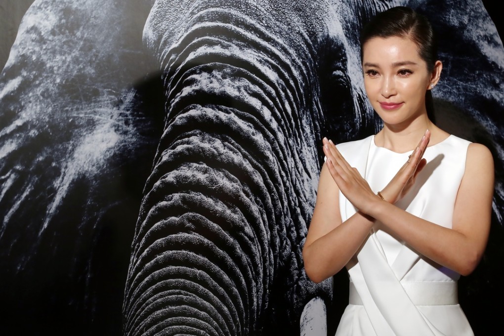 Actress Li Bingbing attends a Hong Kong ivory trade ban press conference. Photo: Jonathan Wong