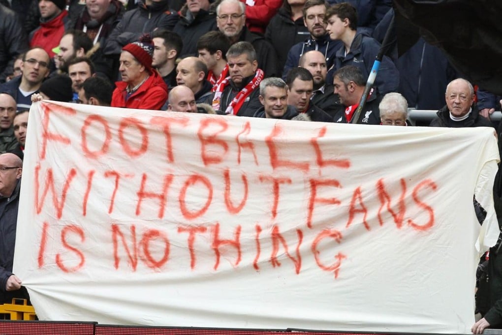 Liverpool fans protested the ticket price hikes by staging a walk-out of Anfield during their English Premier League game against Sunderland last weekend. Photo: AFP