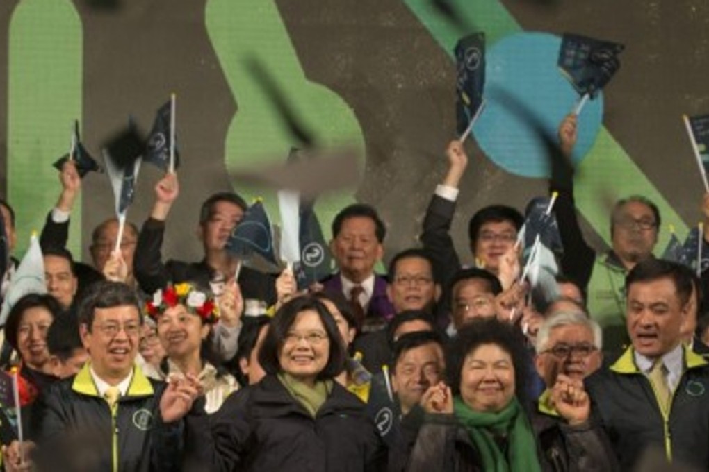 The US fears the election victory of Taiwan opposition leader and president-elect Tsai Ing-wen (above centre) could heighten tensions between mainland China and the island, which Beijing claims as its own territory. Photo: AP