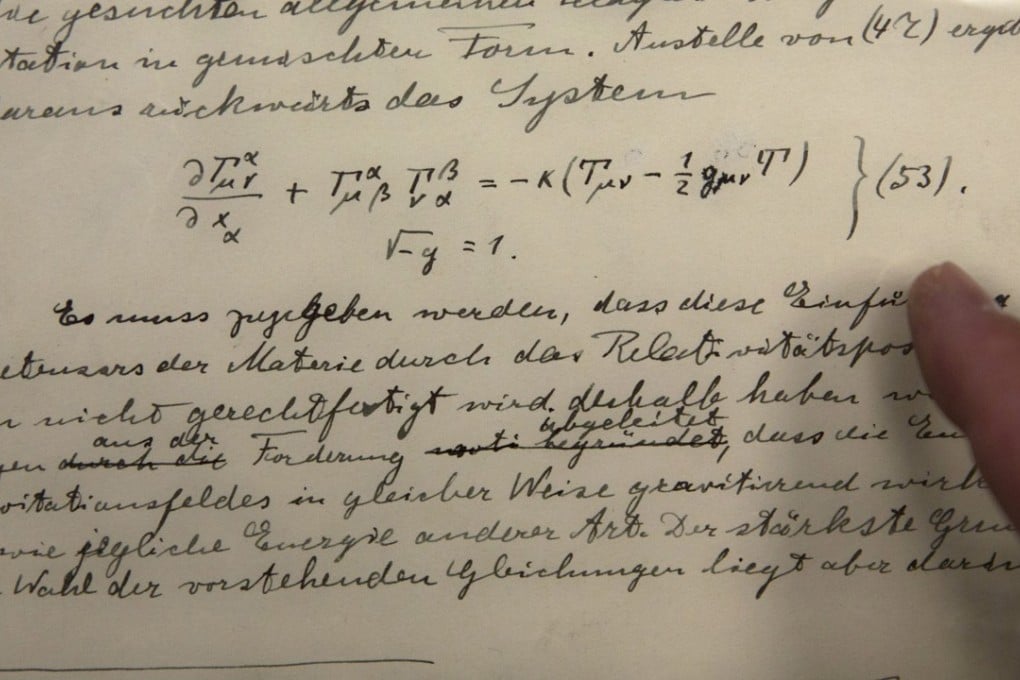 One of the original documents showing Albert Einstein’s calculations predicting the existence of gravitational waves. Photo: AP