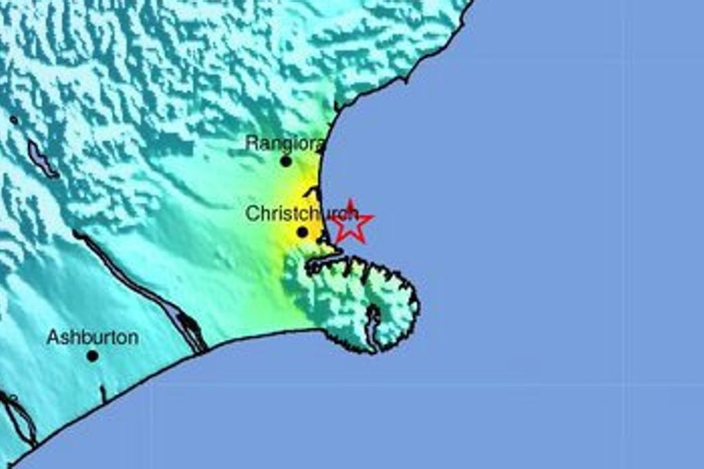 A shake map of the 5.8-magnitude earthquake near Christchurch. Photo: EPA