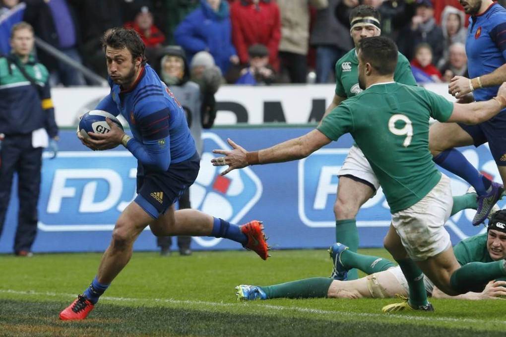 France fullback Maxime Medard on his way to scoring the winning try in their Six Nations 10-9 victory over Ireland in Paris. Photo: AFP