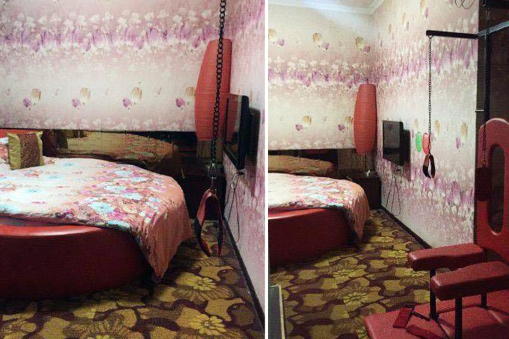 The room featured a dominatrix-style ‘sex chair’. Photo: Weibo