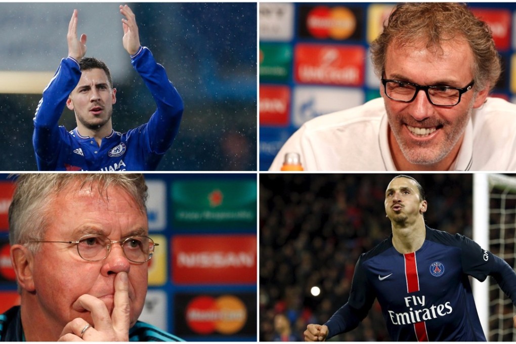 Eden Hazard, Laurent Blanc, Zlatan Ibrahimovic and Guus Hiddink.
