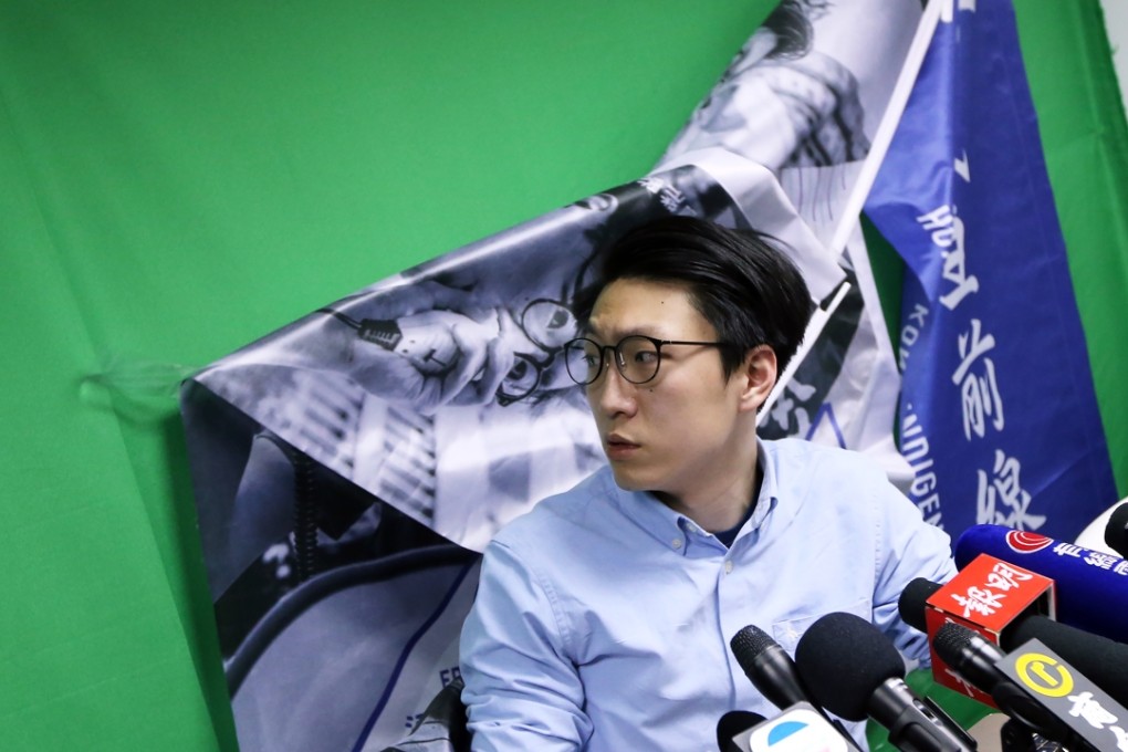 Hong Kong Indigenous spokesman and New Territories East by-election candidate Edward Leung Tin-kei speaks to the media on Tuesday. David Wong