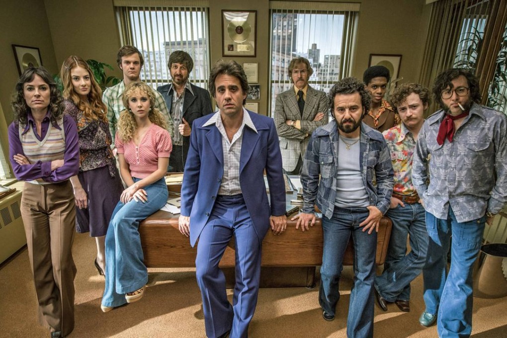 The cast of Vinyl, including Ray Romano (fifth from left) and Bobby Cannavale (centre).