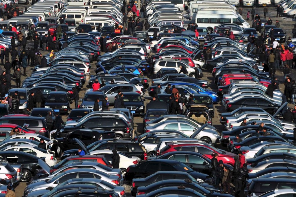 View of a second-hand car market in Shenyang, Liaoning province. New car sales will falter if second hand prices tumble, prompting Beijing to offer cheap credit on used cars. Photo: Reuters