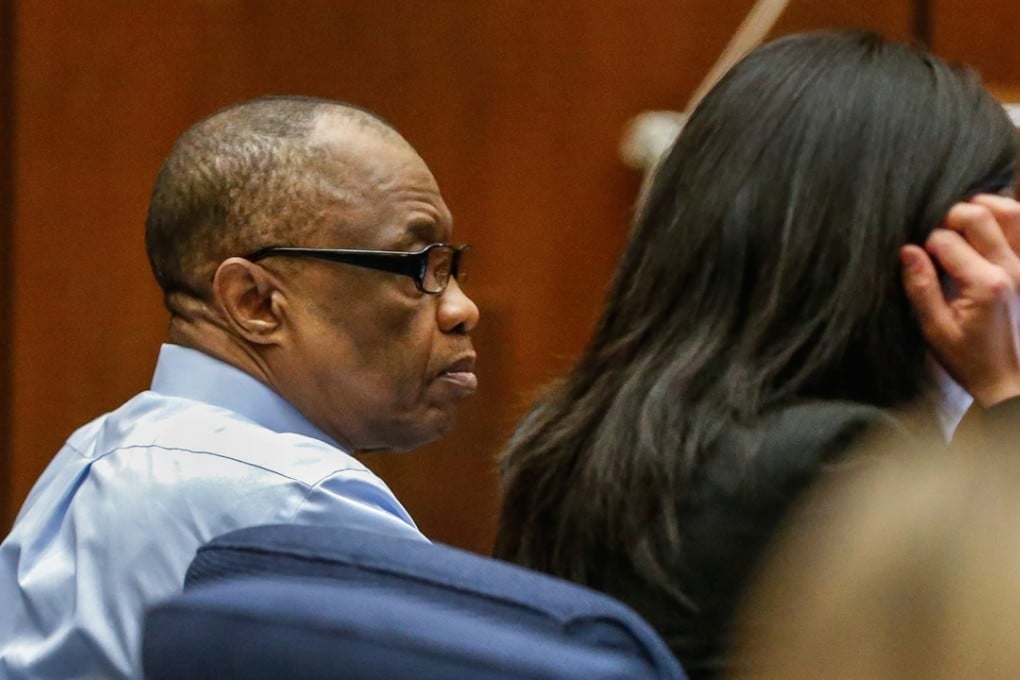 Lonnie Franklin Jr, left, appears in Los Angeles Superior Court for opening statements in his trial on Tuesday. Photo: AP