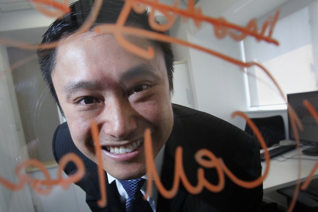 Simon Loong, Founder & CEO of WeLend Limited, poses for a photo at his office in Sheung Wan. 23OCT13