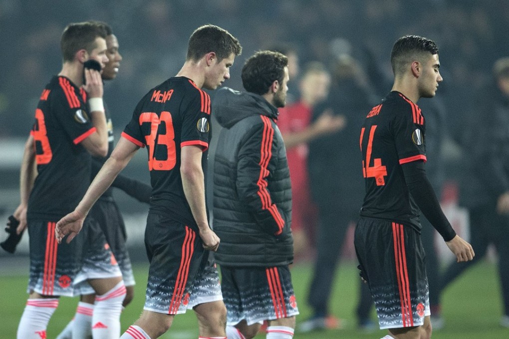Manchester United players were dejected after another poor result. This time going down to Danish outfit Midtjylland. Photo: Reuters