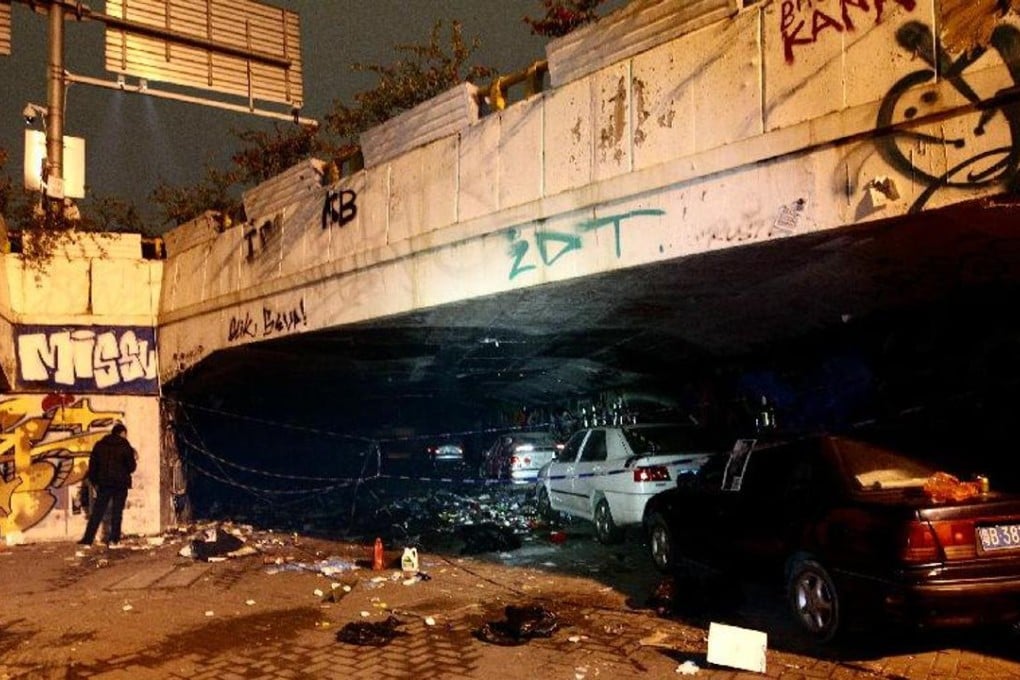 The overpass where the drug-fuelled party took place is cordoned off by police. Photo: Southern Metropolis News