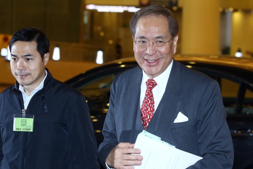 Council chairman Professor Arthur Li Kwok-cheung arrives in Wan Chai for the meeting. Photo: Sam Tsang