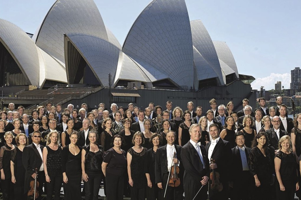 The Sydney Symphony Orchestra, with chief conductor David Robertson at the front.