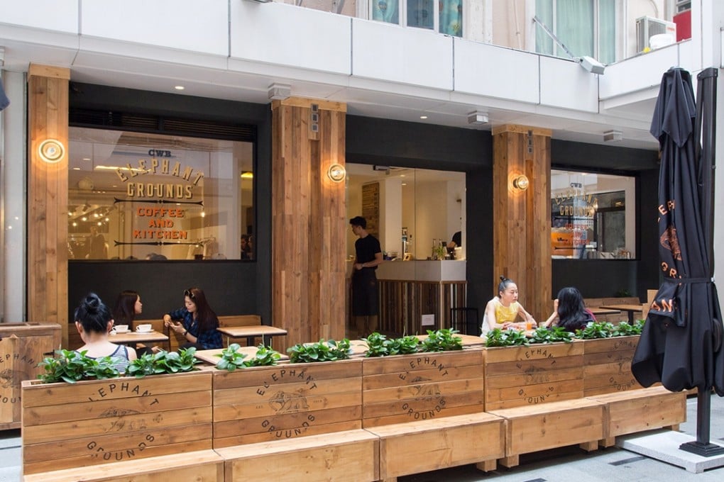 Outdoor dining area at Elephant Grounds.