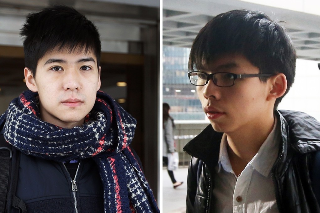 Lester Shum (left) and Joshua Wong arrive at the High Court for their contempt trial. Photos: Sam Tsang