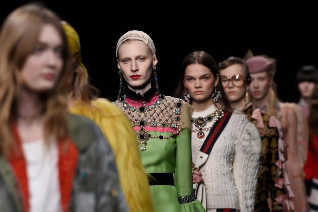 Looks from Gucci’s autumn-winter womenswear collection at Milan Fashion Week. Photo: EPA