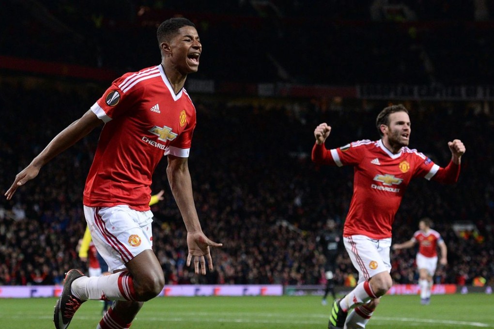 It was a debut to remember for Manchester United striker Marcus Rashford who scored a brace in their 5-1 win on the night. Photo: AFP