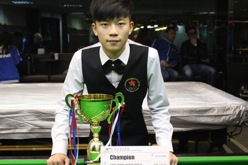 Snooker star Cheung Ka-wai won gold at the Hong Kong Under-21 Snooker Open Championship 2016. Photo: SCMP Pictures