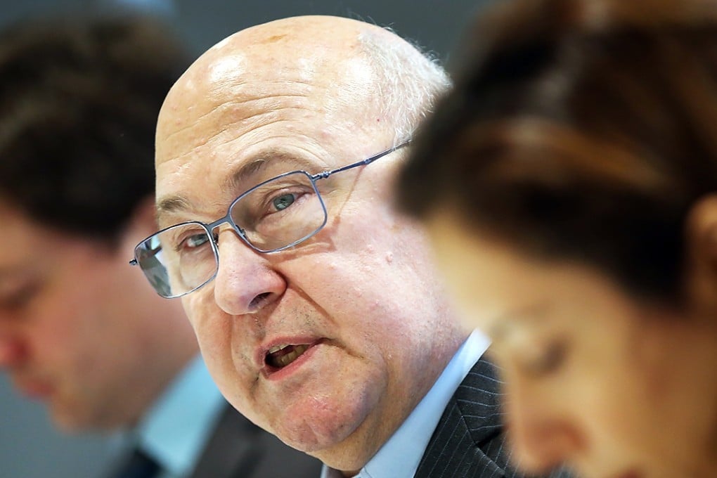 French Finance Minister Michel Sapin speaks to the media in Hong Kong on Friday. Photo: Edward Wong