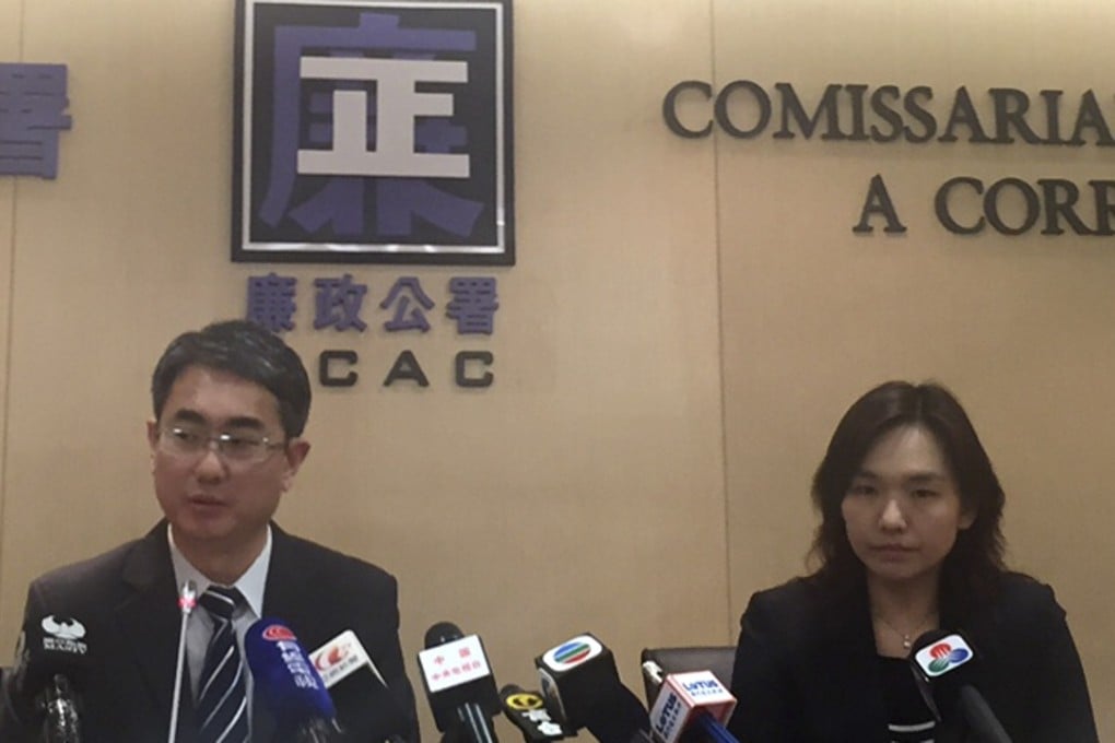 Commissioner Against Corruption Andre Cheong Weng-chon and his deputy, Hoi Lai-fong. Photo: Stuart Lau