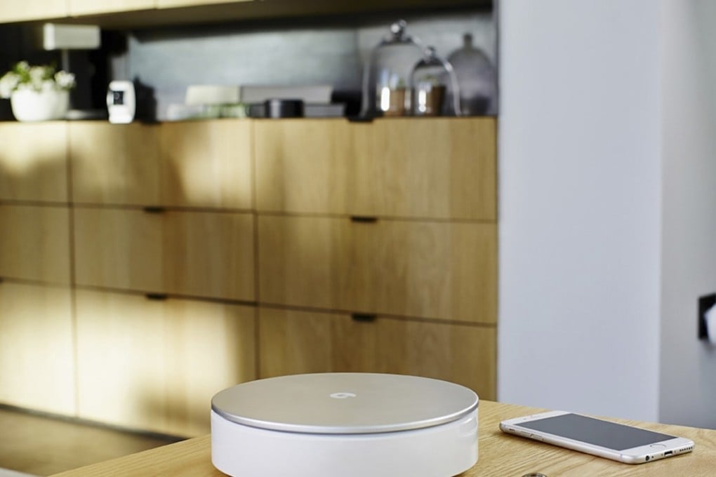 The Myfox Security Camera, which works with an accompanying app, sounds an alarm on a mobile phone if movement is detected in the home. Photo: Myfox