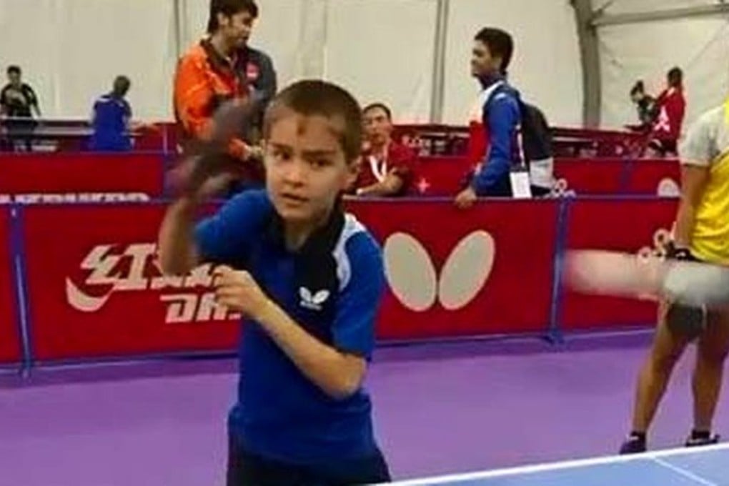 Ylyas Allanazarov of Turkmenistan competes at the table tennis world team championships in Malaysia. Photo: Youtube