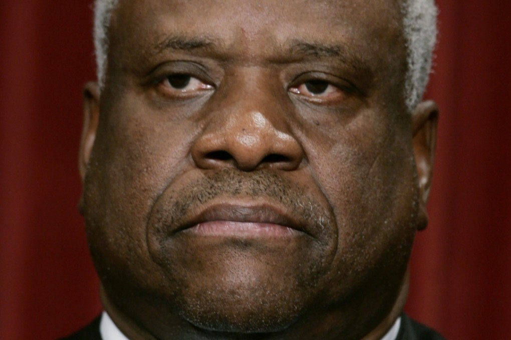 Clarence Thomas ended his decade of silence from the bench at the US Supreme Court on Monday. Photo: Reuters