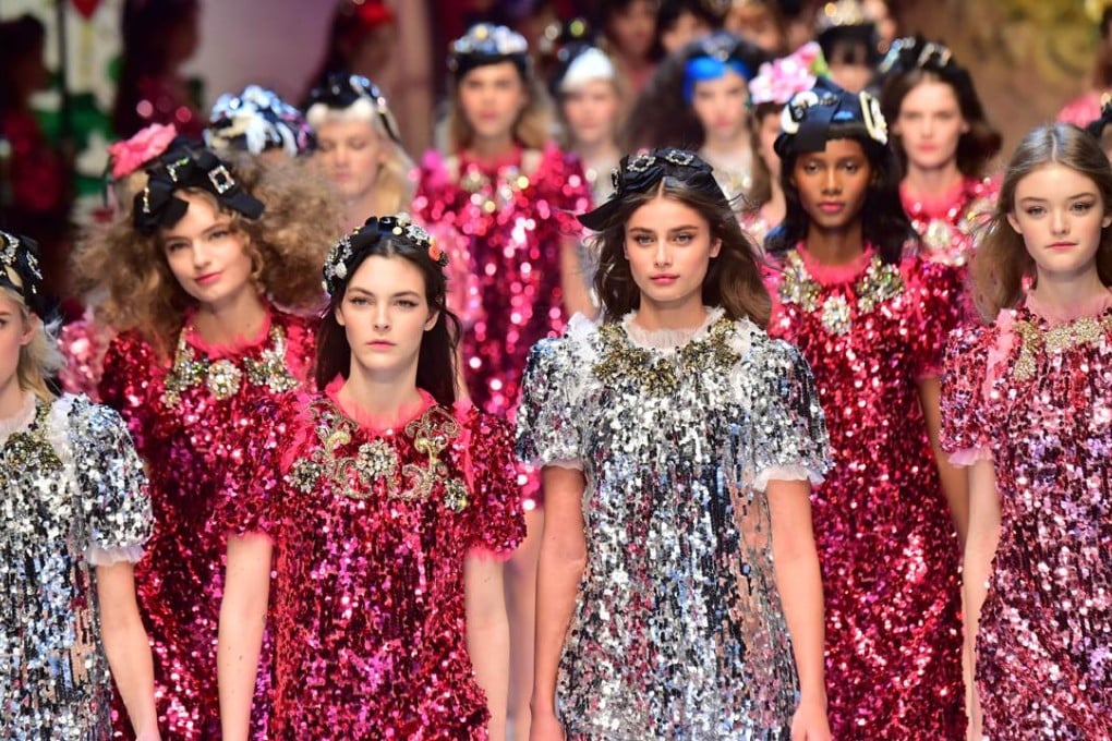 Models – mostly white – present creations for fashion house Dolce & Gabbana in Milan last week. Photo: AFP