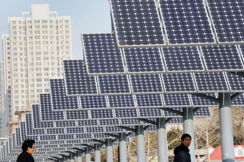 Solar power panels installed for public electricity supply in Shenyang, Liaoning province. Photo: AFP