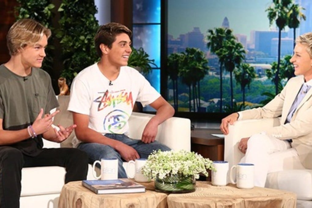 Josh Holz (left) and his friend Daniel Lara, appear on “The Ellen DeGeneres Show” after achieving internet fame via their “Damn Damiel” video. Photo: The Ellen DeGeneres Show
