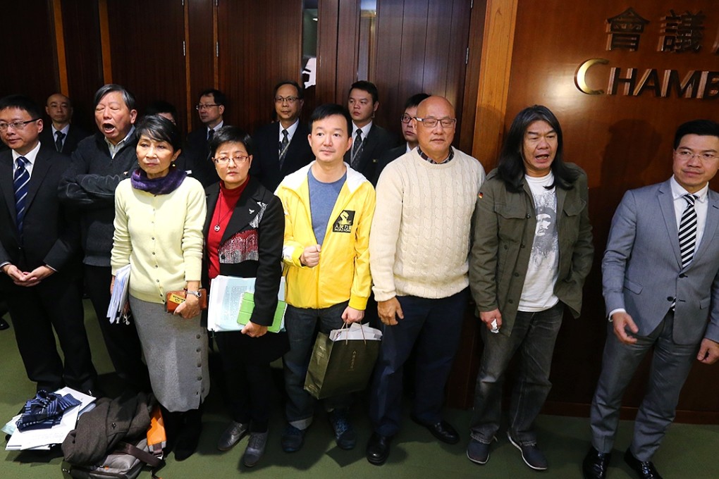 Pan-democratic lawmakers at Legco who were instrumental in the copyright bill’s failure. Photo: Dickson Lee
