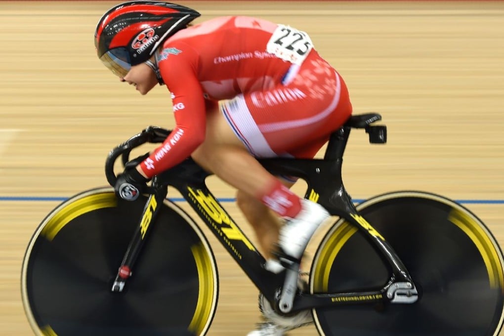 Hong Kong’s Sarah Lee competes in the women’s sprint qualifying race at the Lee Valley VeloPark in London. Photo: AFP