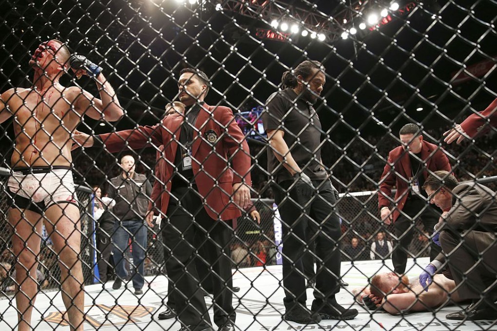 Nate Diaz celebrates his shock victory over Irishman Conor McGregor. Photo: AP