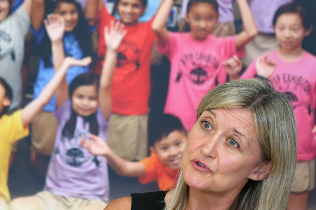English Schools Foundation (ESF) CEO Belinda Greer is shown at the ESF strategic plan for 2015-2020 announcement press conference in Quarry Bay last September. Students at the school on Borrett Road said most of their friends are talking about leaving if their campus switches to Sha Tin. Photo: KY Cheng
