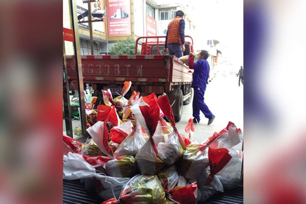 The coins delivered to the bank in Zhejiang province. Photo: SCMP Pictures