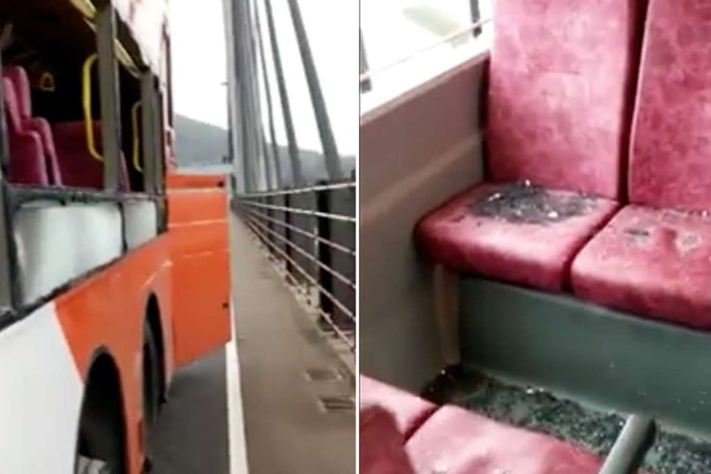 Video footage of the aftermath of the crash showed broken windows and the bus seats covered in glass. Photo: Facebook