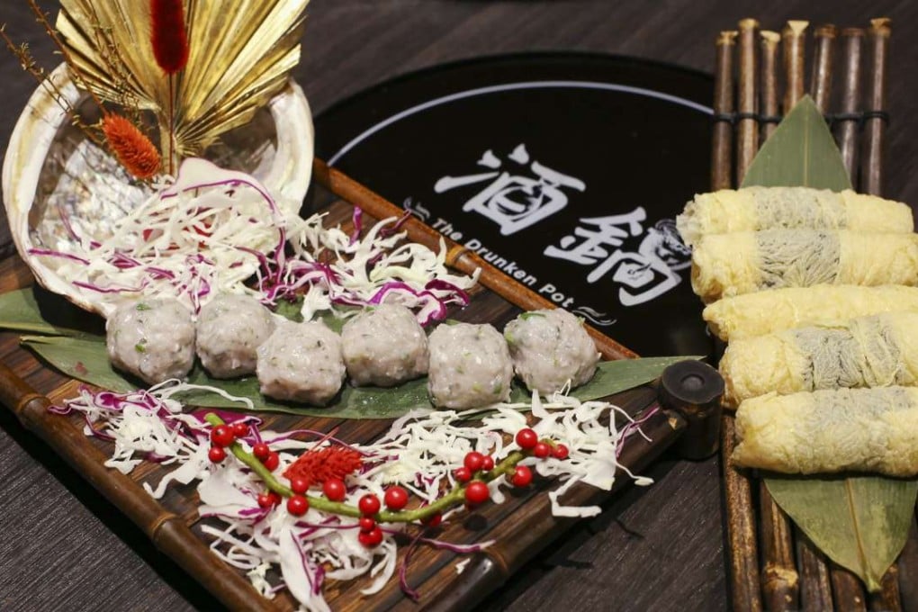 Dace fish balls (left) and deep-fried home-made bean curd and seaweed rolls (right) at The Drunken Pot.. Photos: Edmond So