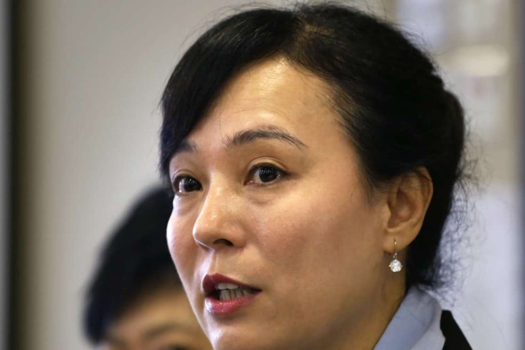 Solicitor Mary Jean Reimer speaking about the monastery scandal in November last year. Photo: Jonathan Wong