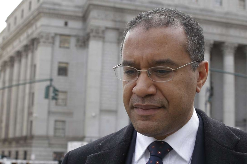 Francis Lorenzo, former deputy UN ambassador from the Dominican Republic, exits the US District Courthouse in New York after pleading guilty on Wednesday to charges that he participated in a scheme to bribe a former UN General Assembly president. Photo: Reuters