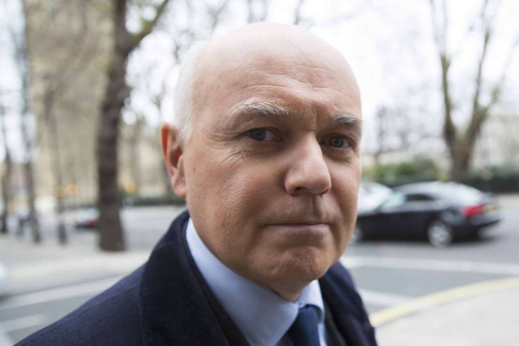 Britain's former secretary for work and pensions Iain Duncan Smith, arrives for a television interview in central London on March 20, 2016. Photo: Reuters