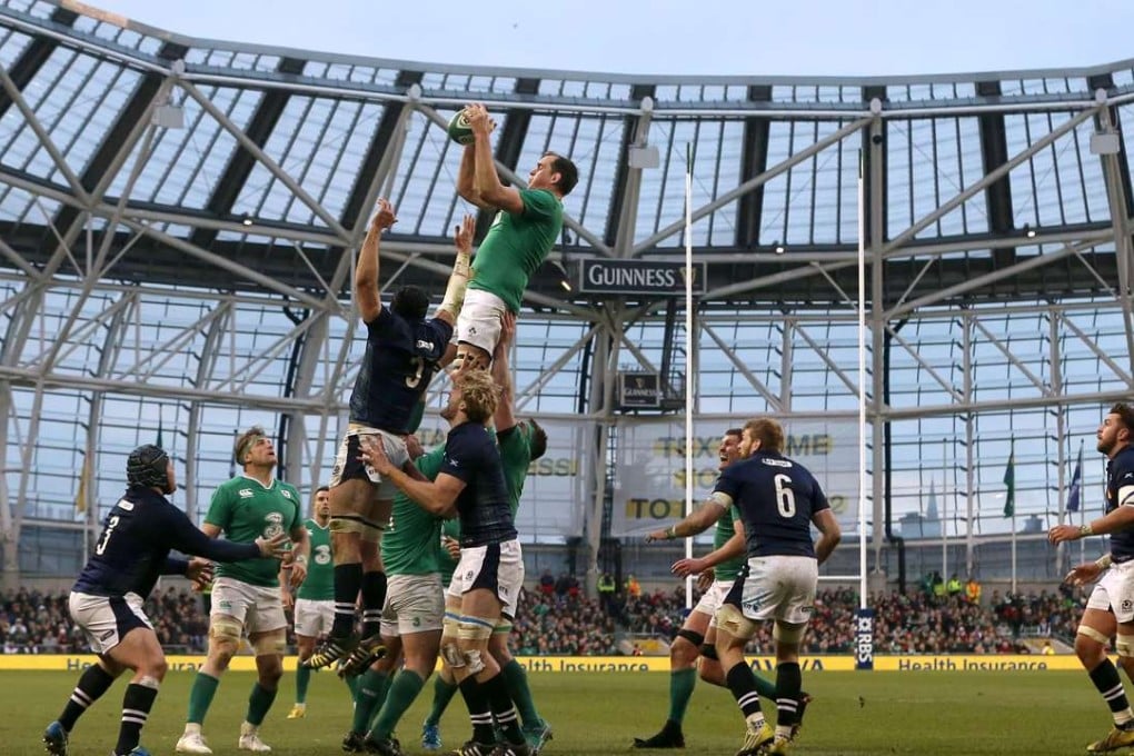 Ireland's Devin Toner wins a lineout against Scotland. Photo: AP