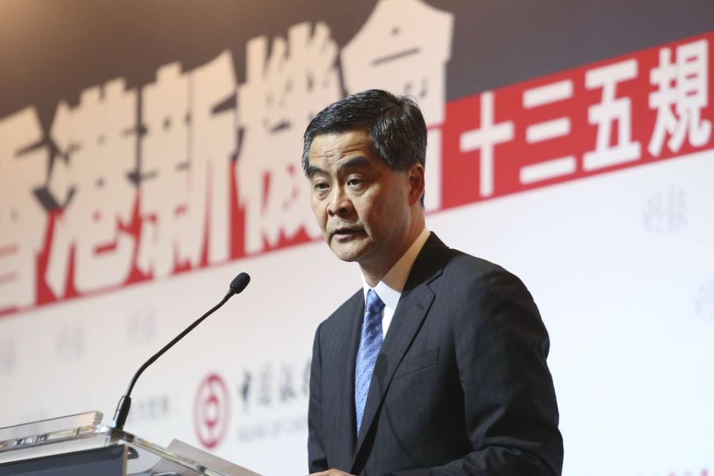 Chief Executive Leung Chun-ying speaking in Central on Monday. Photo: Sam Tsang