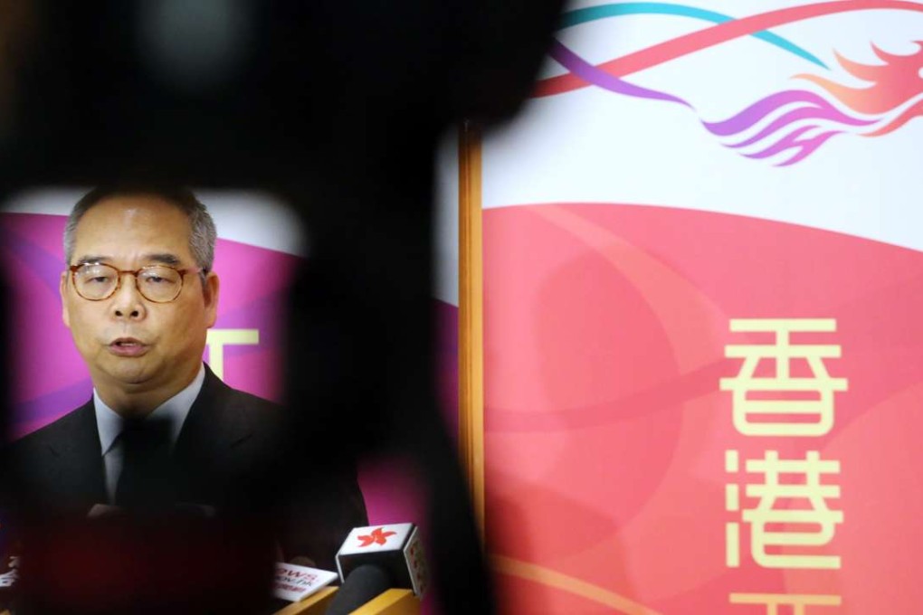 ‘None of his business’: Secretary for Home Affairs Lau Kong-wah meet media to talk about alleged political censorship. Photo: Felix Wong