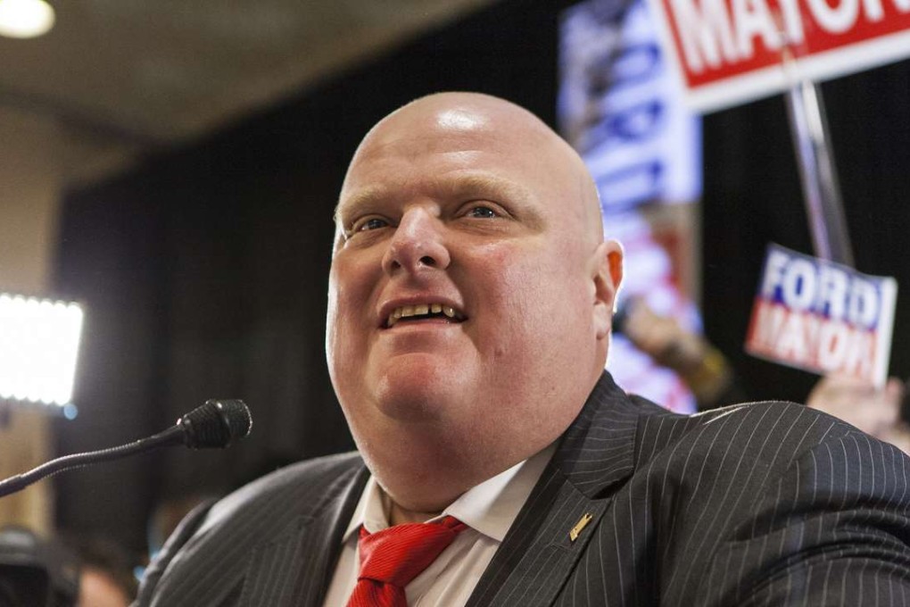 Former Toronto mayor Rob Ford speaks to a crowd of supporters gathered at Woodbine Banquet Hall during the 2014 Toronto Municipal Election. Photo: TNS