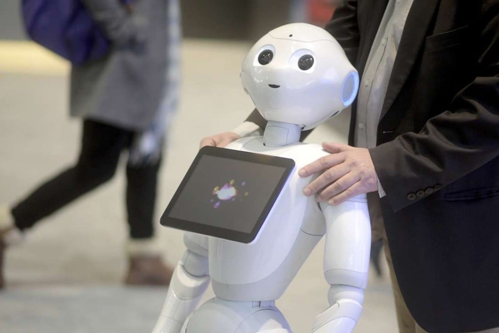 Humanoid robot ‘Pepper’ is seen during the CeBIT trade fair in Germany in March. Analysts say home-caring robots have great market potential in China. Photo: Reuters